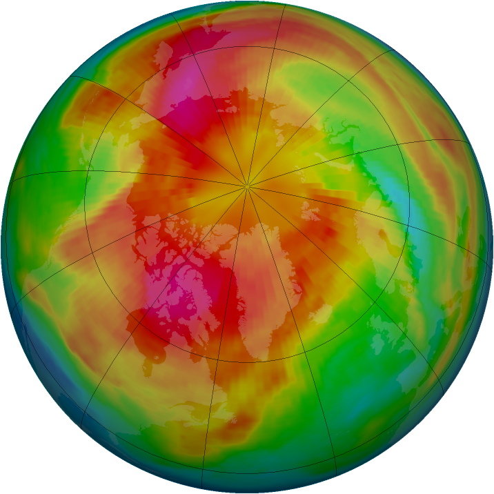 Arctic ozone map for 11 March 1985